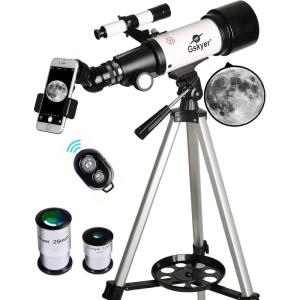 imageGskyer Telescope 70mm Aperture 400mm AZ Mount Astronomical Refracting Telescope for Kids Beginners  Travel Telescope with Carry Bag Phone Adapter and Wireless RemoteAZ70400